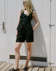 The Sienna Pleated Shorts in black