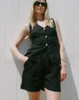 The Sienna Pleated Shorts in black