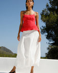 The Alina Back-Tie Maxi Skirt in off-white