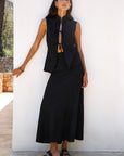 The Arabella Bias-Cut Maxi Skirt in black