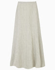 The Arabella Bias-Cut Maxi Skirt in striped olive green