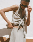 The Poppy Flowing Maxi Skirt in oatmeal