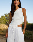 The Ava Asymmetric One-Shoulder Top in off-white