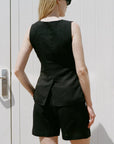 The Rosalie Buttoned Vest in black