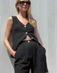The Rosalie Buttoned Vest in black