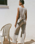 The Rosalie Buttoned Vest in oatmeal