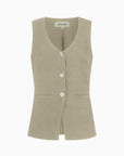 The Rosalie Buttoned Vest in oatmeal