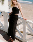 The Pippa Cropped Bandeau Bustier Top in black