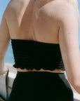 The Pippa Cropped Bandeau Bustier Top in black