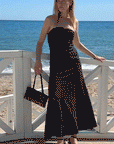 The Pippa Cropped Bandeau Bustier Top in black
