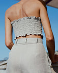 The Pippa Cropped Bandeau Bustier Top in oatmeal