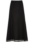 Thea Maxi Wool Skirt with lace trim in black