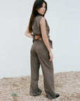 The Cora Cigarette Felted Wool Trousers in mocha