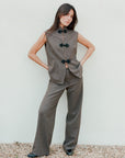 The Cora Cigarette Felted Wool Trousers in mocha