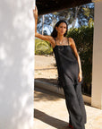 The Lena Wide-Leg Trousers With Slit in black