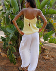 The Remi Cargo Drawstring Trousers in white