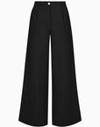 The Willow Wide-Leg Pleated Linen Trousers in black