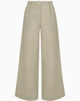 The Willow Wide-Leg Pleated Linen Trousers in oatmeal