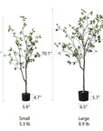 Artificial Minimalist Tree, Green Leaf Faux Tree In Pot