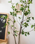 Artificial Minimalist Tree, Green Leaf Faux Tree In Pot