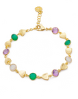 Gold Sara Mixed Gemstone Bracelet Green Onyx, Amethyst & Moonstone