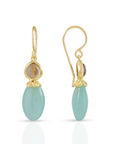 Persephone Double Gemstone Earrings Pariba Onyx and Smoky Quartz