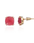Iris Square Gemstone Studs Red Jade