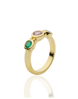 Iris Three Gemstones Ring Green Onyx & Amethyst