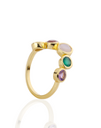 Iris Five Gemstones Ring Labradorite, Amethyst, Moonstone, Green Onyx & Amethyst