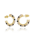 Ophelia Small Gemstone Hoops Smoky Quartz, Labradorite & Black Onyx