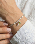 Initial & August Birthstone Bracelet | Personalised Stretch Bead Bracelet