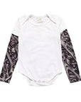 Long Sleeve Tattoo Print Romper for Baby Boys - Edgy, Soft & Stylish Unisex Bodysuit by Baby Lamby at brixbailey.com