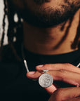 Aztec Ollin Travel Mandala Personalised Silver Necklace