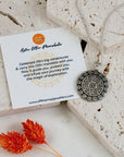 Aztec Ollin Travel Mandala Personalised Silver Necklace