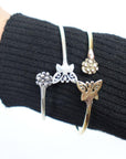 Whimsical Butterfly Open Bangle – Adjustable Bangle with Butterfly and Flower Motifs