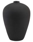 Minimalist matt black ceramic floor vase, 57cm tall, with slim neck for effortless styling, pairs with grey pampas grass.by Sostter at brixbailey.com