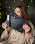 Black Leather Wristlet Wallet