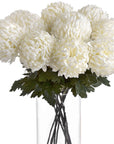 White artificial chrysanthemum stem with hyper-realistic petals, 87cm tall, perfect for home decor arrangements. by Sostter at brixbailey.com