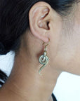 Venom Luxe Drops - Snake-Shaped Brass Dangles in Antique Silver-Gold Finish.