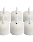 White LED tealight with realistic flickering flame, no-wax flameless candle for home decor ambiance by RoomLondon at brixbailey.com