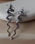 Serpentina Spiral Dangles - Twisted Brass Snake Earrings in Gold/Silver Tone.