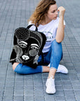 Black Backpack with Artistic Flair