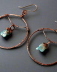 Raw Turquoise Hoops - Bohemian Jewelry | Handmade by Blackbird & Sage