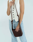 Brown Crossbody Shoulder Bag with Adjustable Strap