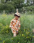 Baby Jumpsuit with Hood - Bear in Glasses on Beige