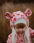Baby Jumpsuit with Hood - Lilies on Pink