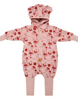 Baby Jumpsuit with Hood - Lilies on Pink