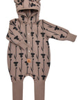 Baby Jumpsuit with Hood - Thistle on Brown