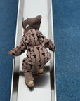 Baby Jumpsuit with Hood - Thistle on Brown