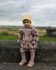 Baby Jumpsuit with Hood - Thistle on Brown